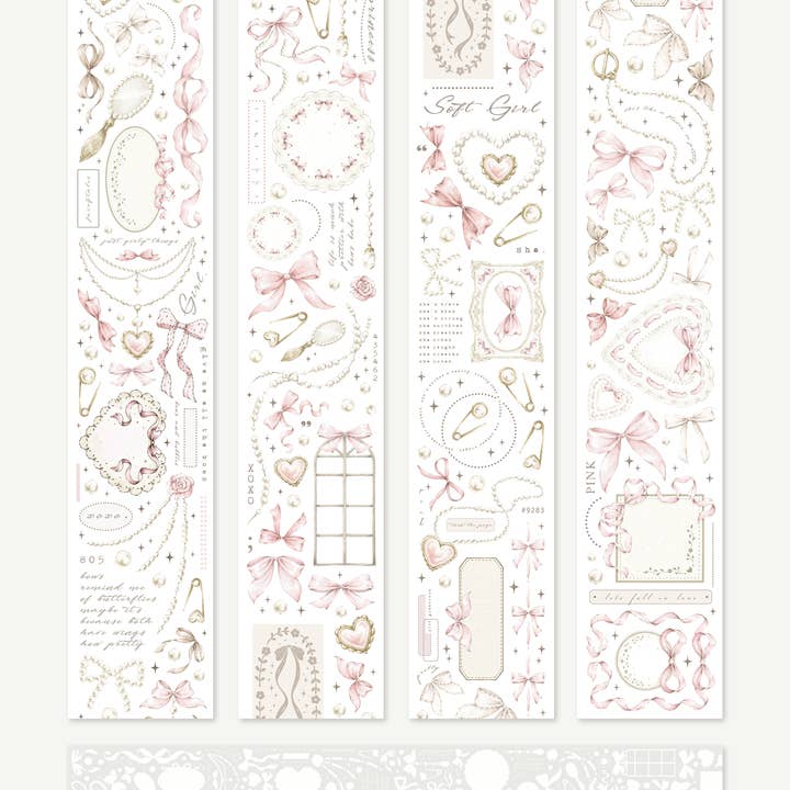 leelajournals - Wholesale Washi Tape - bows & pearls pet tape (pre-cut)3