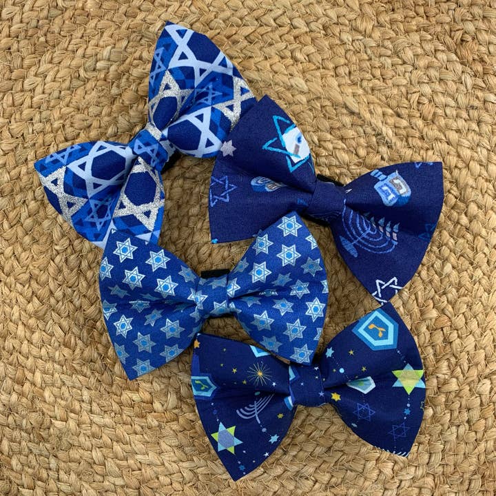 Winthrop Clothing Co. - Wholesale Pet Bow Tie - Dog - Hanukkah Blue Dog Bow Tie