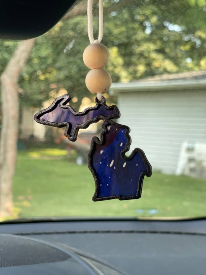 Michigan Suncatcher Car Charm Northern Lights for wholesale by Michigan Proud Gifts