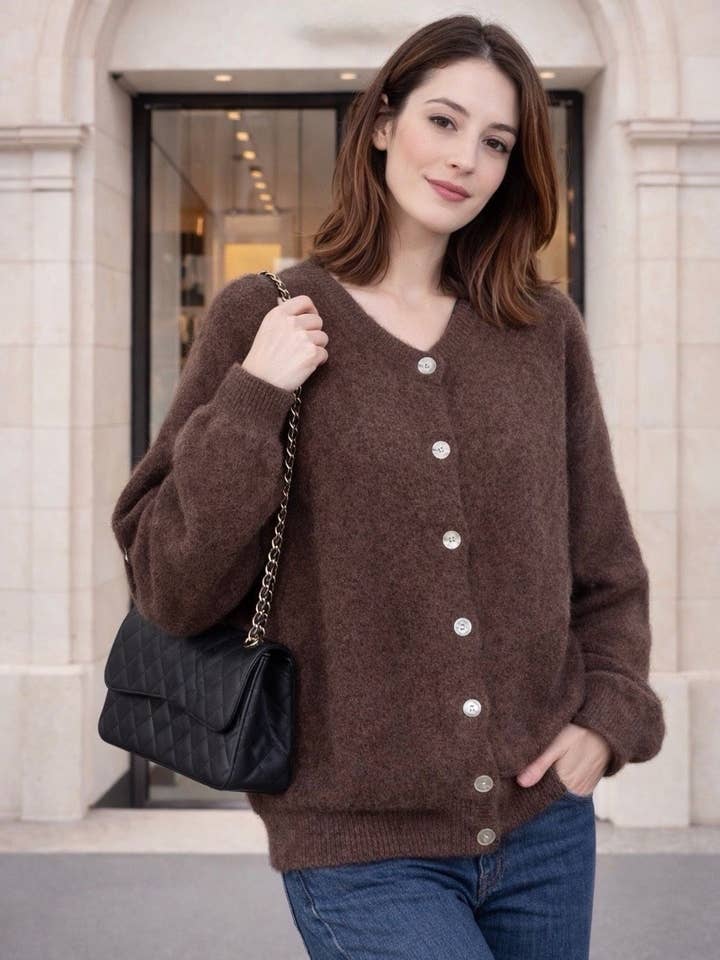 Gilet col rond maille bébé alpaga 52% - Orice pour la vente par Orice