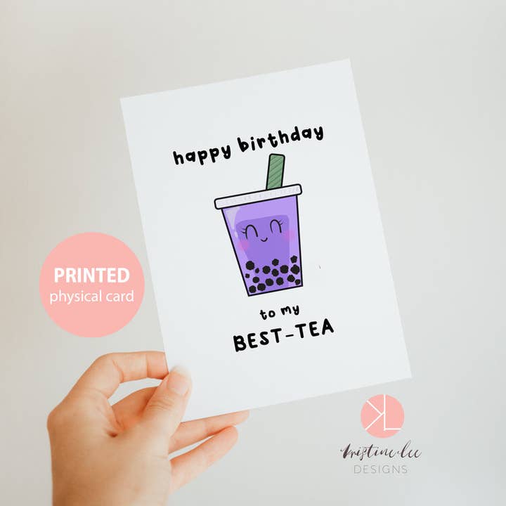Kristine Lee Designs - Wholesale Birthday Card - Happy Birthday to my Best Tea Purple Boba Bubble Tea1
