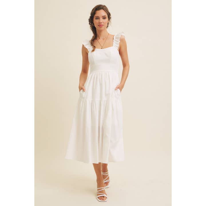 in february – wholesale Klänning - Dam – Klänning midi med volangärmar och sömdetaljer13