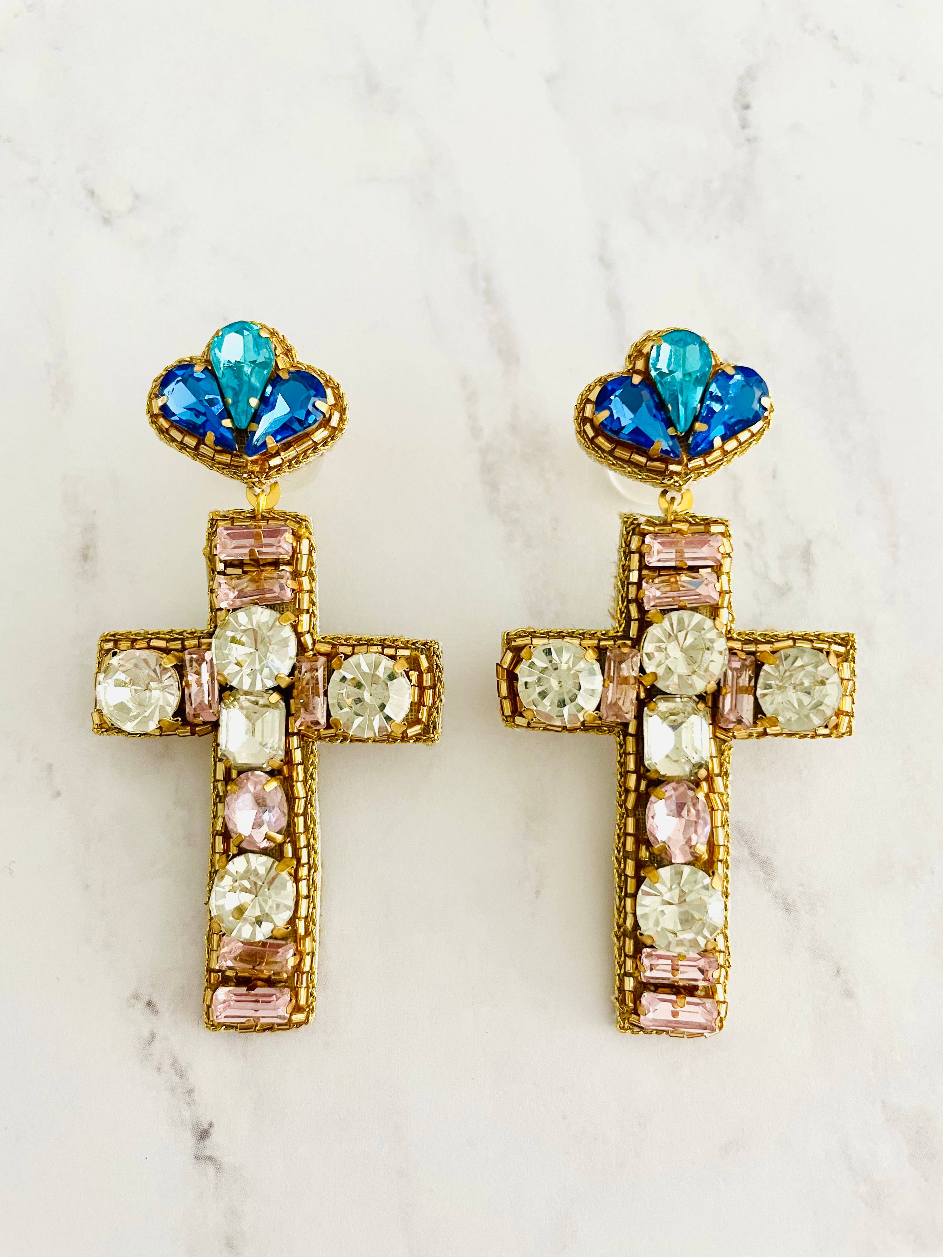 Louie Love - Wholesale Dangle Earrings - Beaded Religious Cross Easter Earrings5
