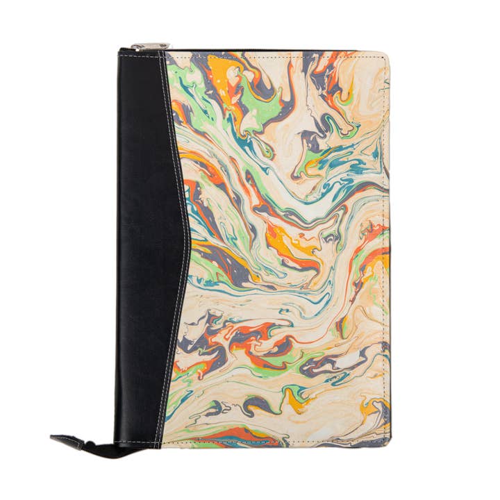 R K Handicrafts and Exporters - Wholesale Folders - Leatherette Portfolio Document Organiser With Marbling Art2