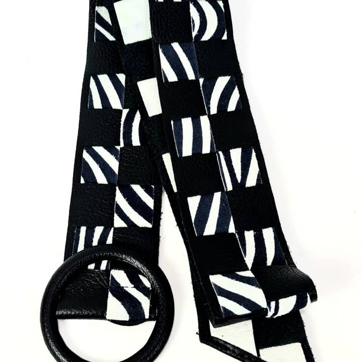 Chenson & Gorett - Wholesale Belt – Women's - Braided Italian Leather Belt with Suede and Animal Print3