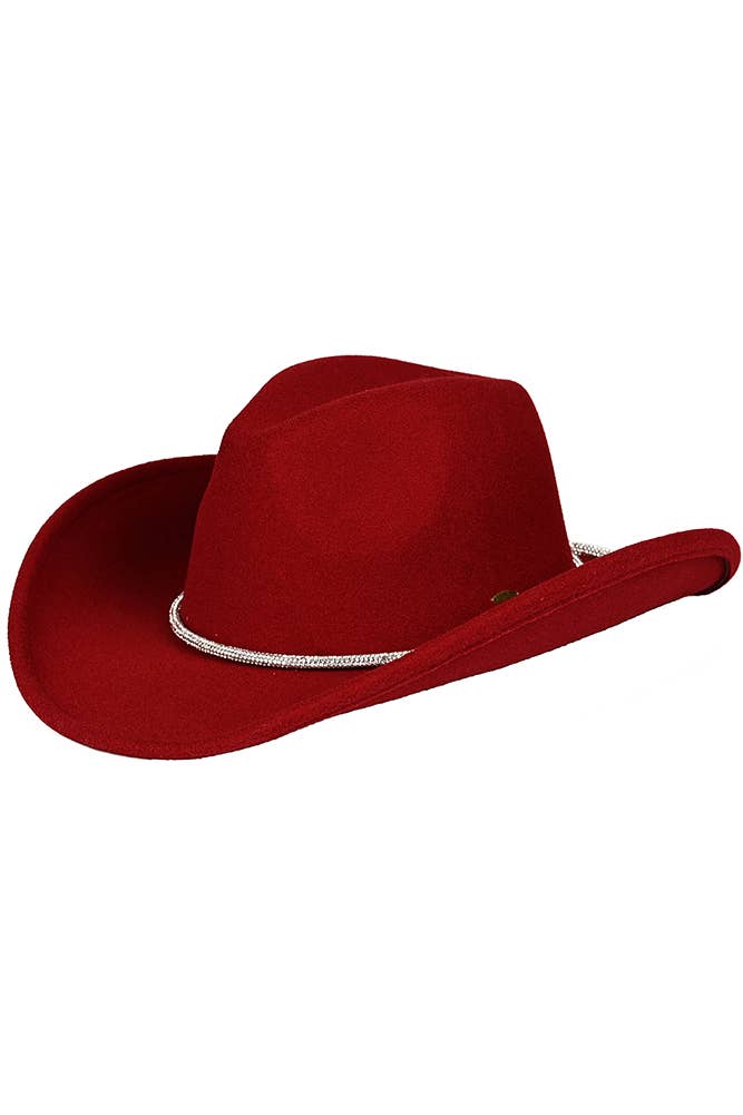 Hana – Chapéu de cowboy - Mulher por atacado – Chapéu de Feltro Vegano C.C Cowboy com Faixa de Strass1