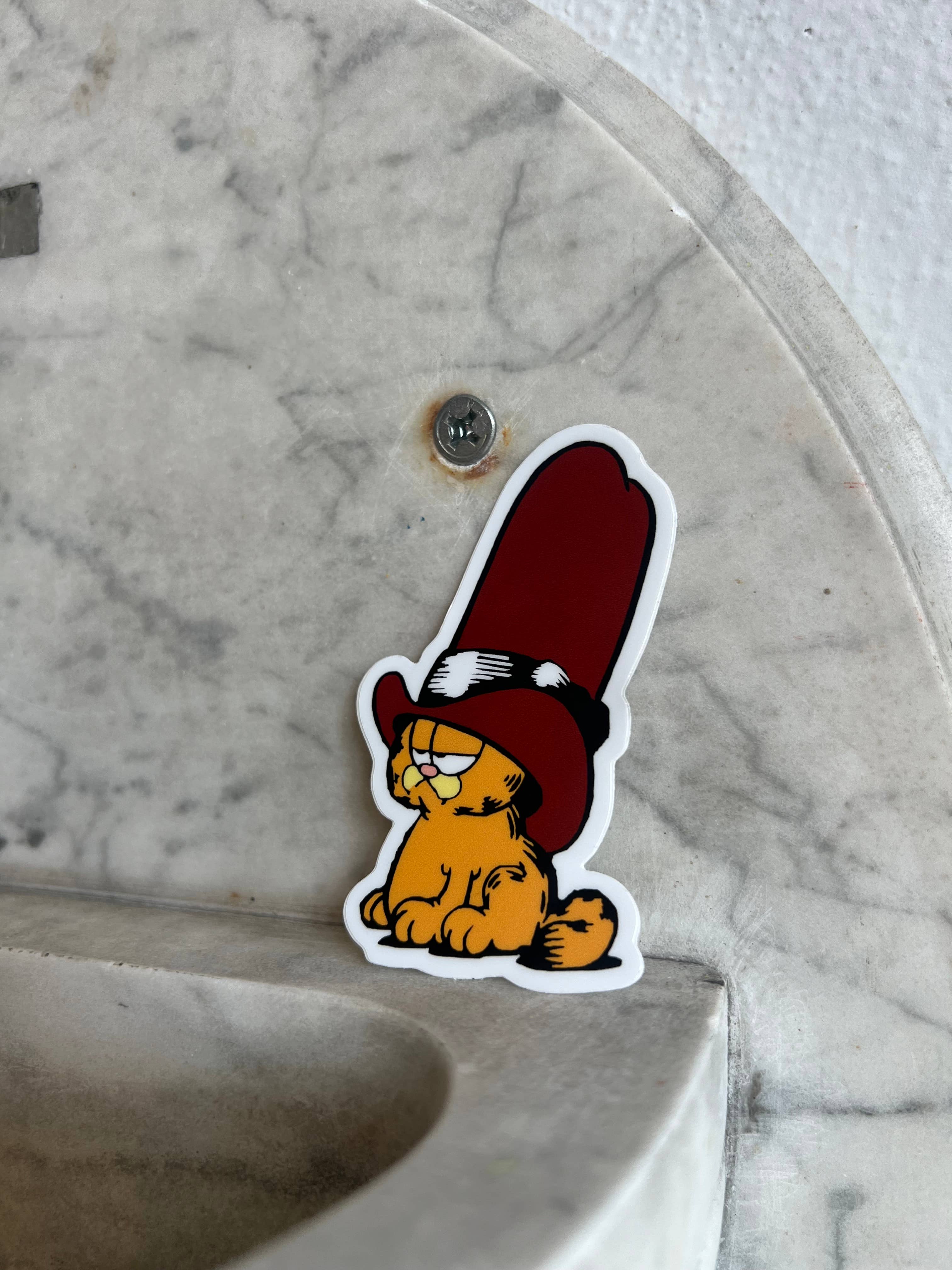 The Weeping Roses - Vente Autocollant - Autocollant en vinyle Chat orange avec chapeau de cow-boy de 10 gallons3