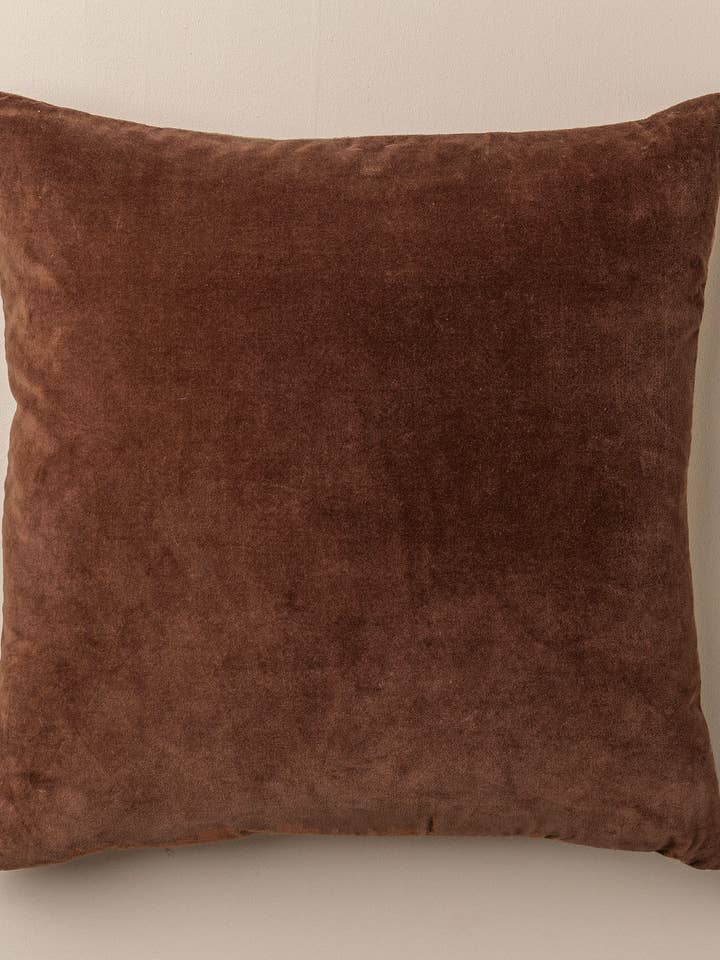 Linen/Velvet Square Pillow | Chocolate for wholesale by Saardé