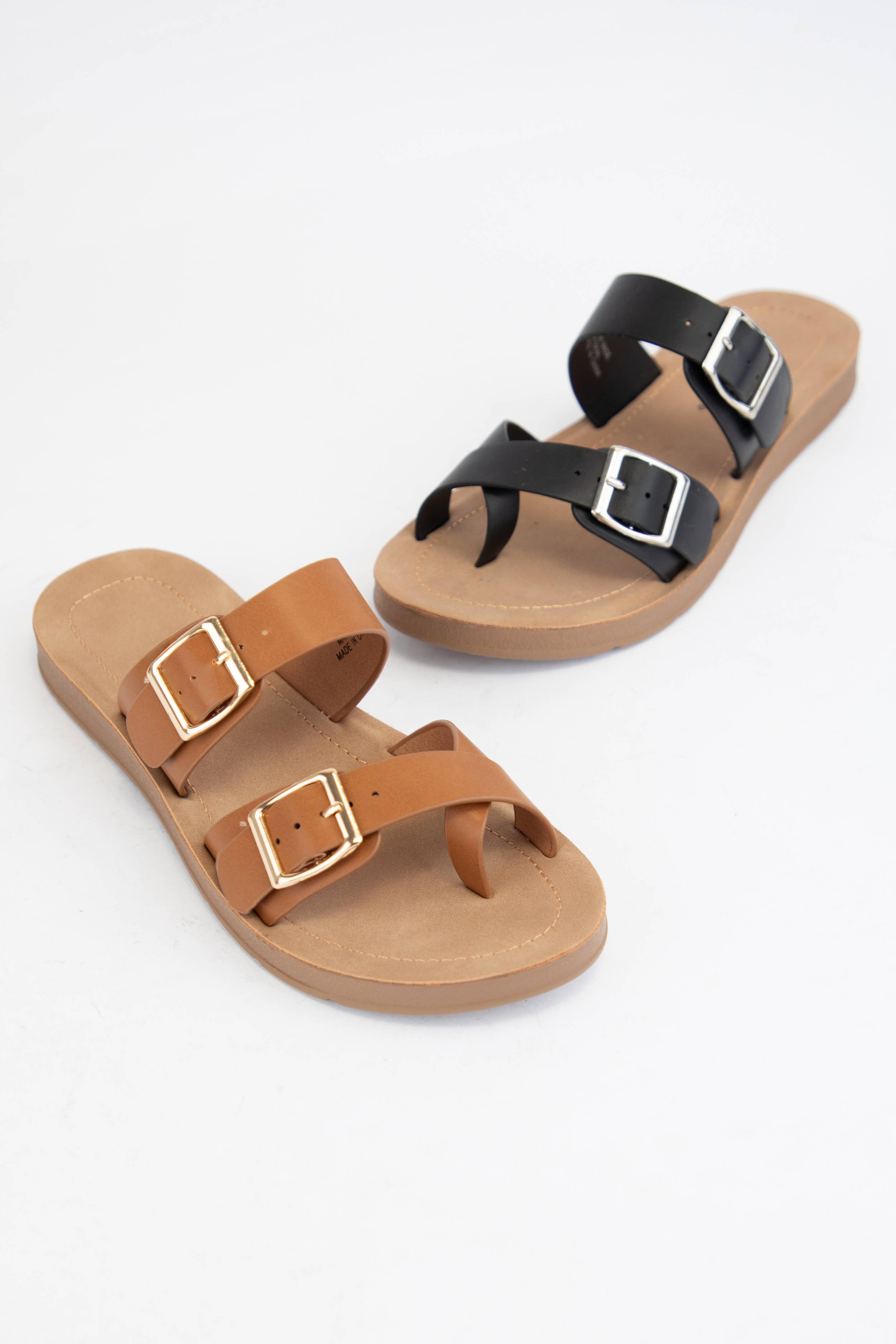 CCOCCI - Wholesale Sandals – Women's - PELIN BUCKLED CROSS THONG STRAP COMFORT SOLE SANDALS
