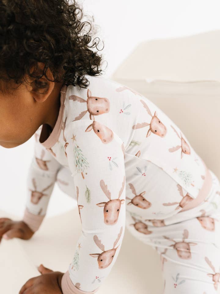 Little One Shop - Wholesale Top & Pant Set - Kids - Mistletoe Moose Bamboo Set