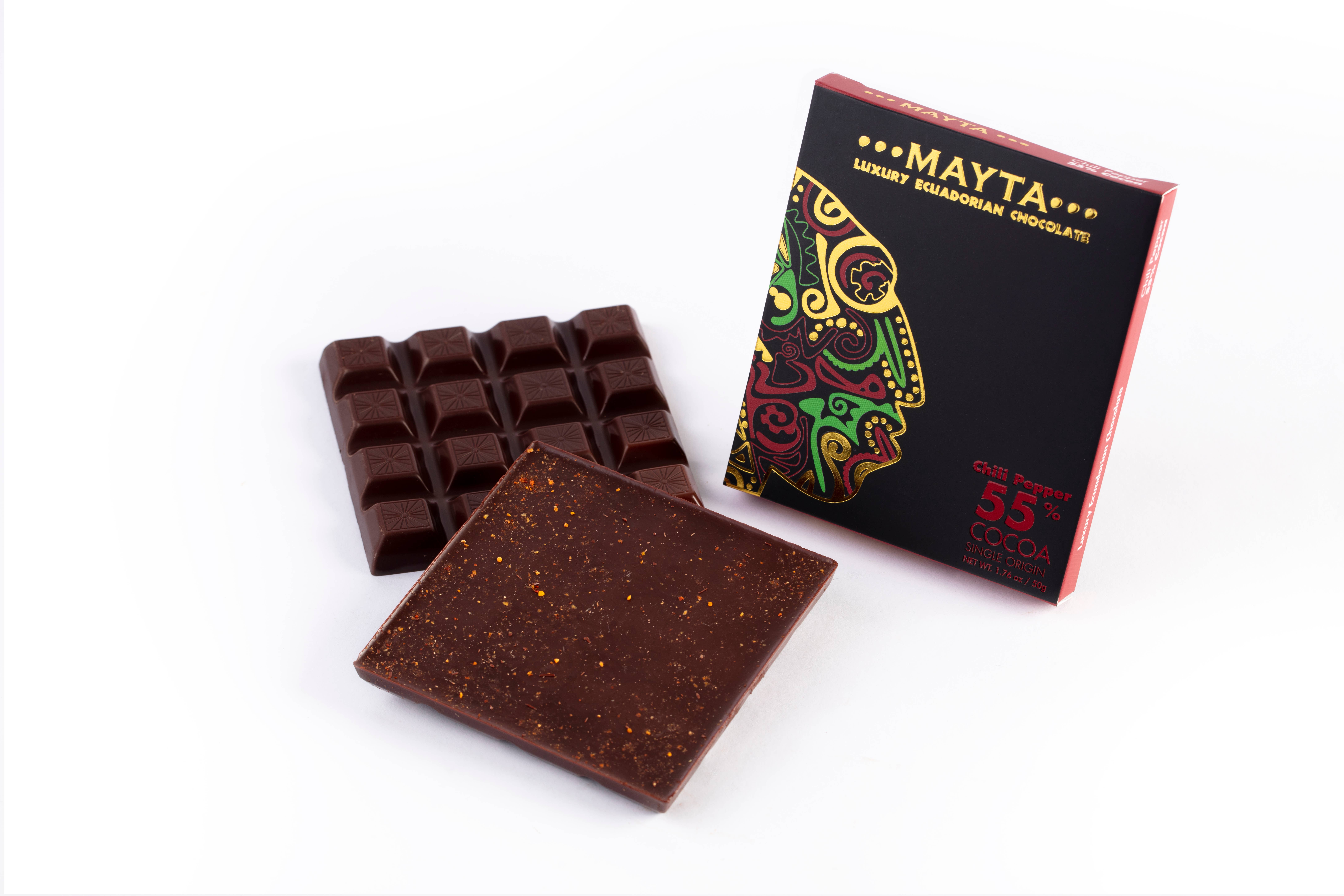 Mayta Gourmet Ecuadorian Chocolate & Coffee - Wholesale Chocolate Bar - Mayta Gourmet 55% Dark Chocolate Chili2
