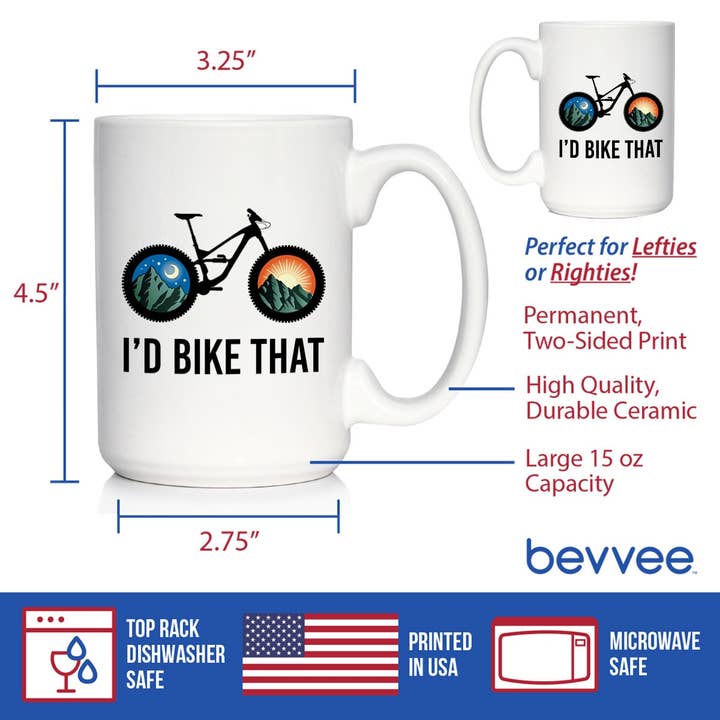 bevvee - Wholesale Coffee Mug - I'd Bike That Coffee Mug - Mountain Biking Gifts and Decor