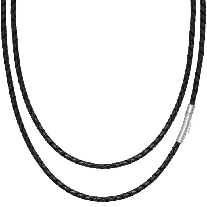 Leather necklace with stainless steel clasp for wholesale by Simaru