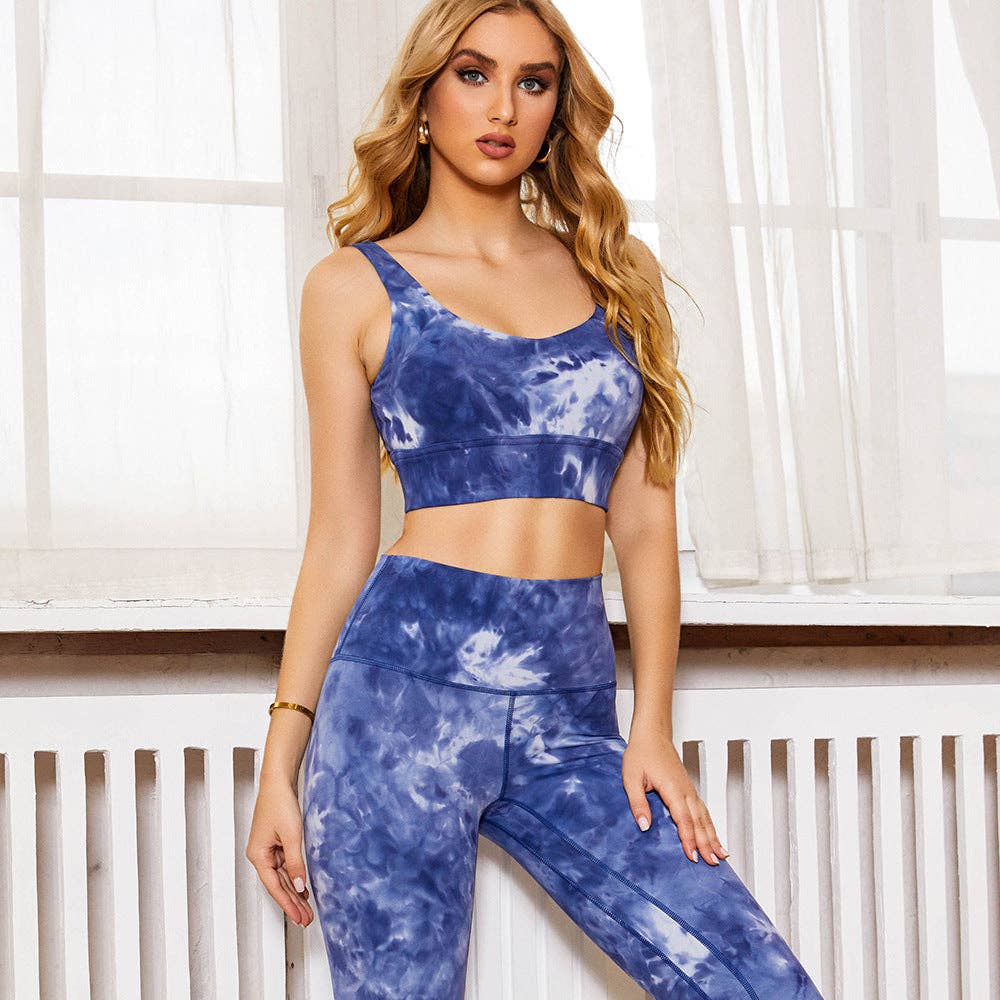 Active by Anna-Kaci – Großhandel Sport-BH – Damen – Tie-Dye Sport-BH und Leggings zweiteiliges Trainingsset2