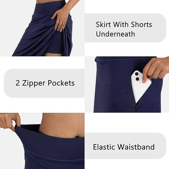 Suhkasana – wholesale Kjol - Dam – Damers högmidjade A-linjekjol med fickor – Ledig sportkjol21