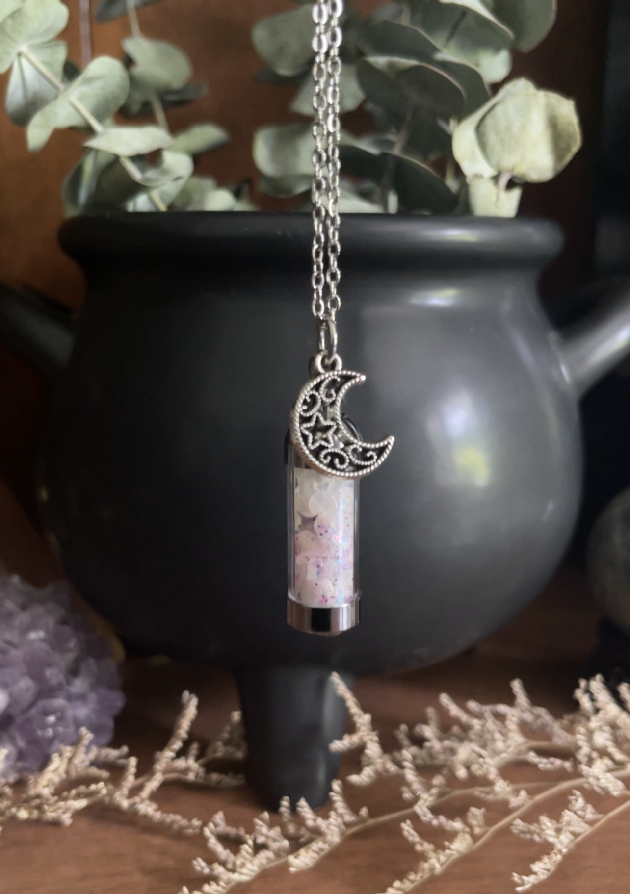 Moondust and Raven - Wholesale Pendant/Charm Necklace - Moondust Spell Jar Amulet Necklace, Witchy Crystal Jewelry4