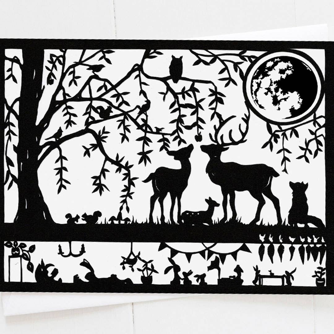 Squirrel Tacos Papercuts - Vente Carte de vœux classique - Carte de vœux - La scène sauvage souterraine du Bun Bun1