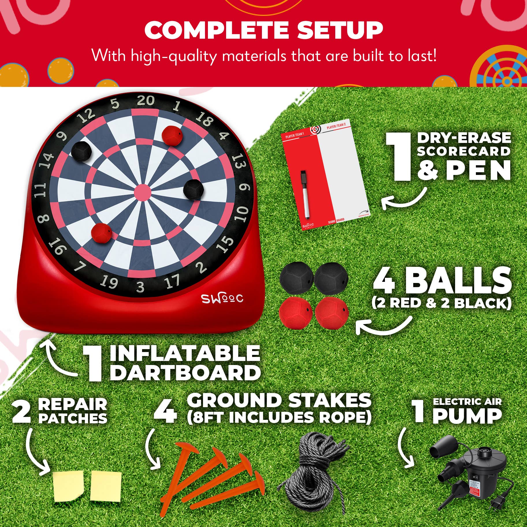 Swooc Games - Vente Jeu gonflable - Jeu de fléchettes Giant Kick6