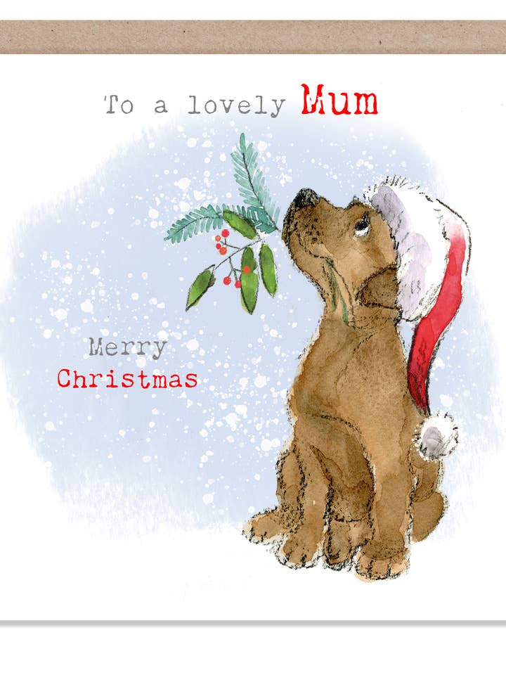 Lovely Mum - Christmas Card - Brown Labrador - ABX130 for wholesale by Paper Shed Design Ltd