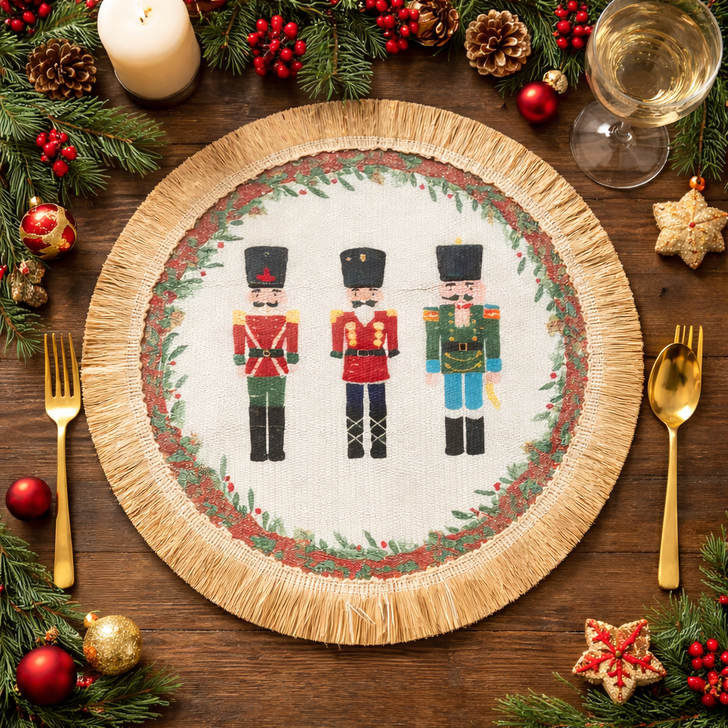 Fennco Styles – wholesale Placemat – Nutcracker Holiday 13" Placemat with Fringe0