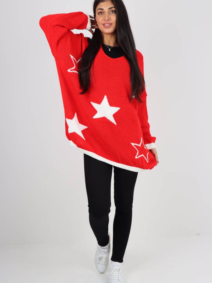 Miss Bold – wholesale Tunic sweater – Women’s – Italian Oversized Star Print Long Sleeve Jumper41
