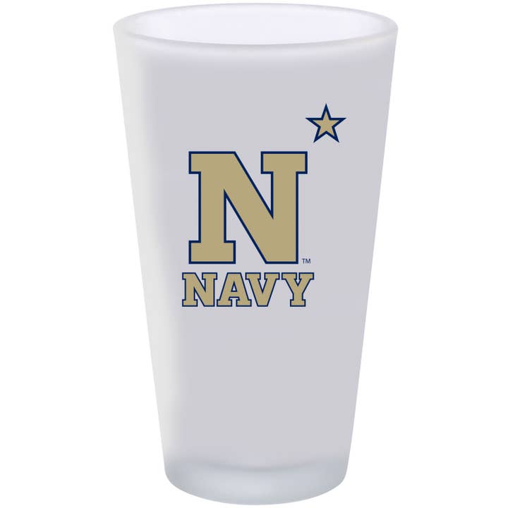 The Memory Company - Wholesale Drinking Glass/Cup - 16oz Frosted Pint Glass Color Logo, U.S. Naval Academy