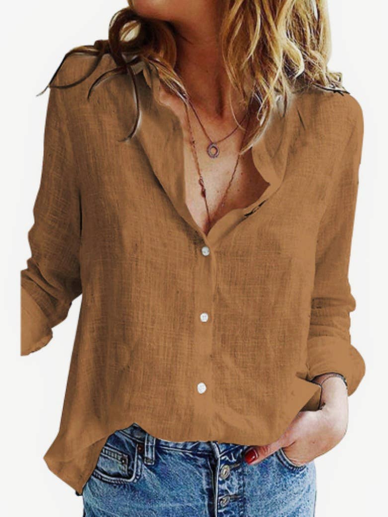 Rosa Clothing - Wholesale Shirt - Women's - Solid Color Casual Loose Long-Sleeve Shirt10
