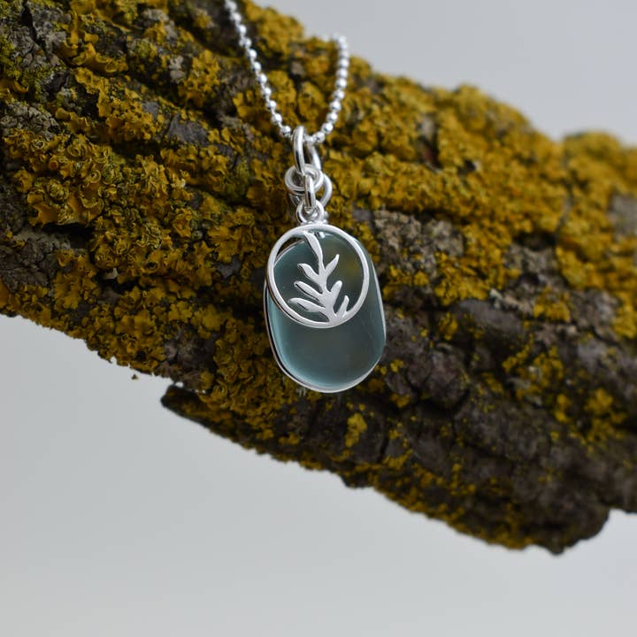 Whitelotus Design - Wholesale Pendant/Charm Necklace - Tiny Fern Eco glass Necklace1