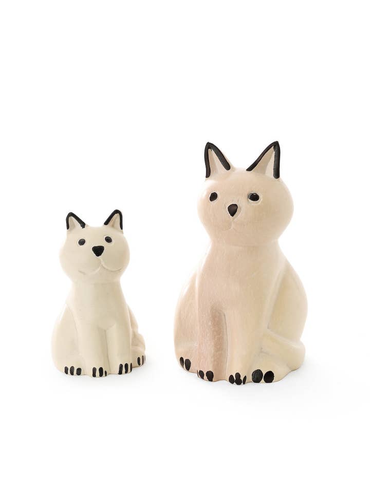 Natural Soapstone Shortcake Kitty Cat for wholesale by Swahili | AFRICAN MODERN