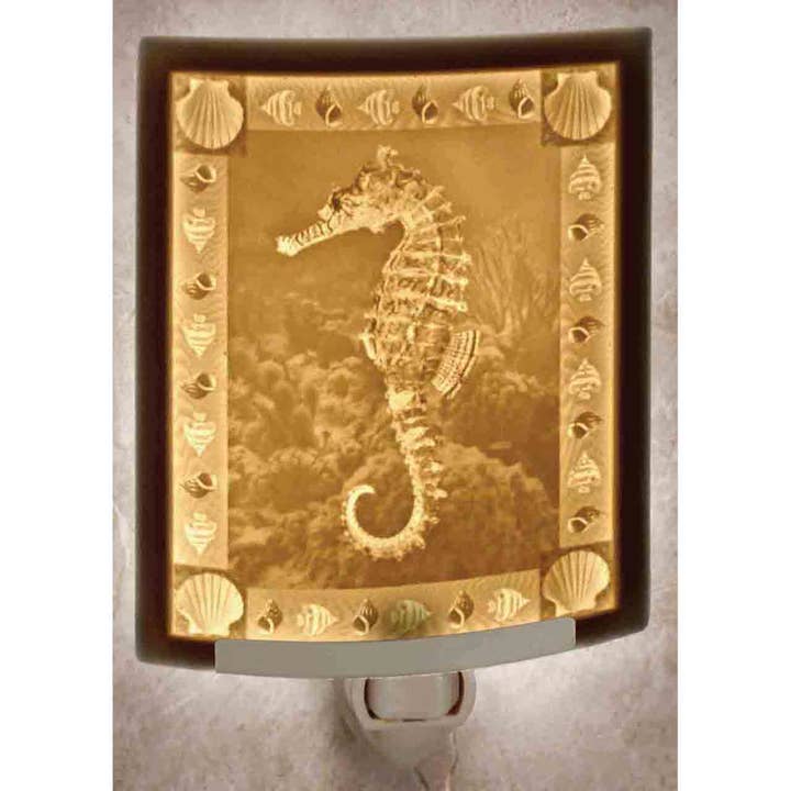 Seahorse Porcelain Lithophane Night Light for wholesale by The Porcelain Garden Inc.