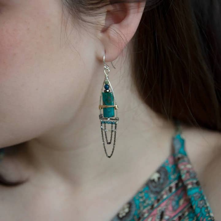 Art by any Means Jewelry - Wholesale Dangle earrings - Starry Night Apatite Earrings E801872