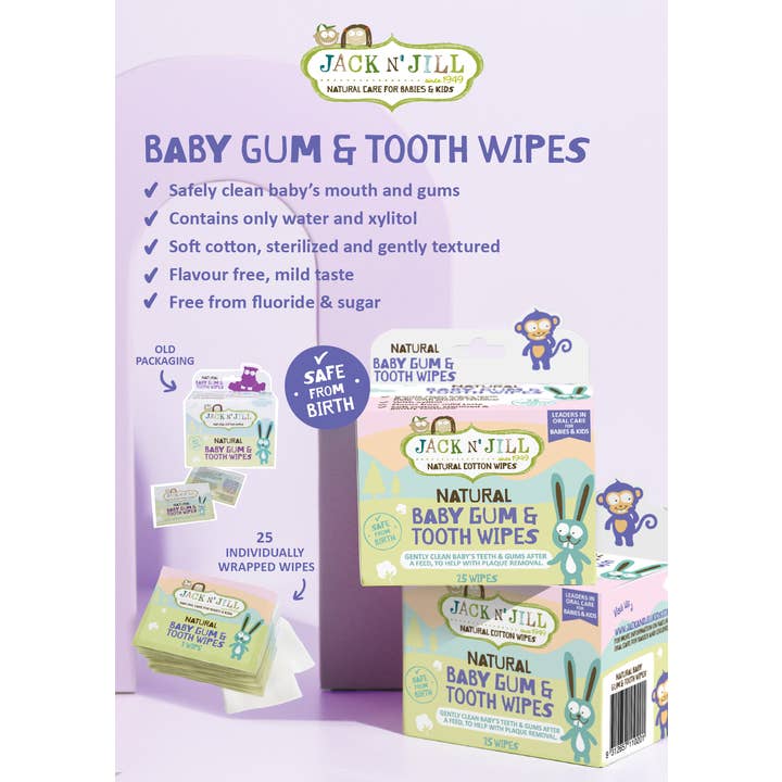 Jack N' Jill Kids & NFco - Wholesale Toothbrush - Kids & Baby - Jack N' Jill Natural Baby Gum & Tooth Wipes - 25 Pack2
