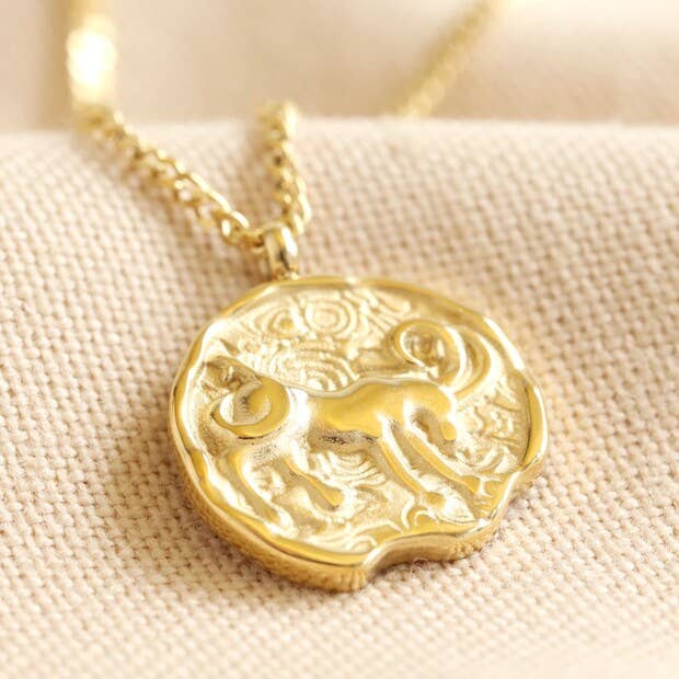 Lisa Angel - Wholesale Pendant/Charm Necklace - Gold Stainless Steel Zodiac Pendant Necklace