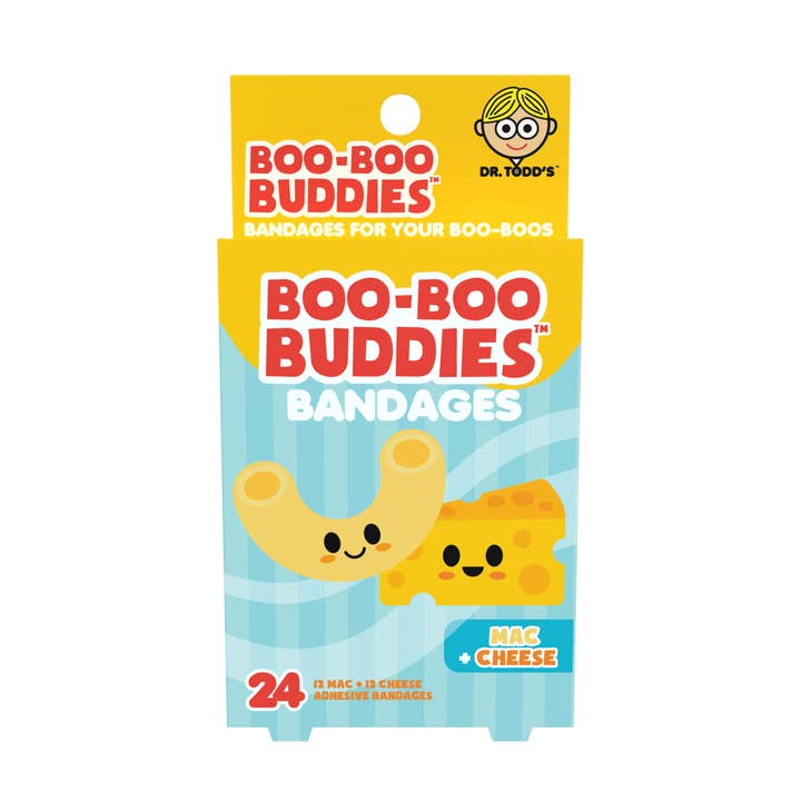 Cerotti per bambini – Mac + Cheese (24 pezzi, senza lattice) per la vendita all'ingrosso da parte di Boo Boo Buddies