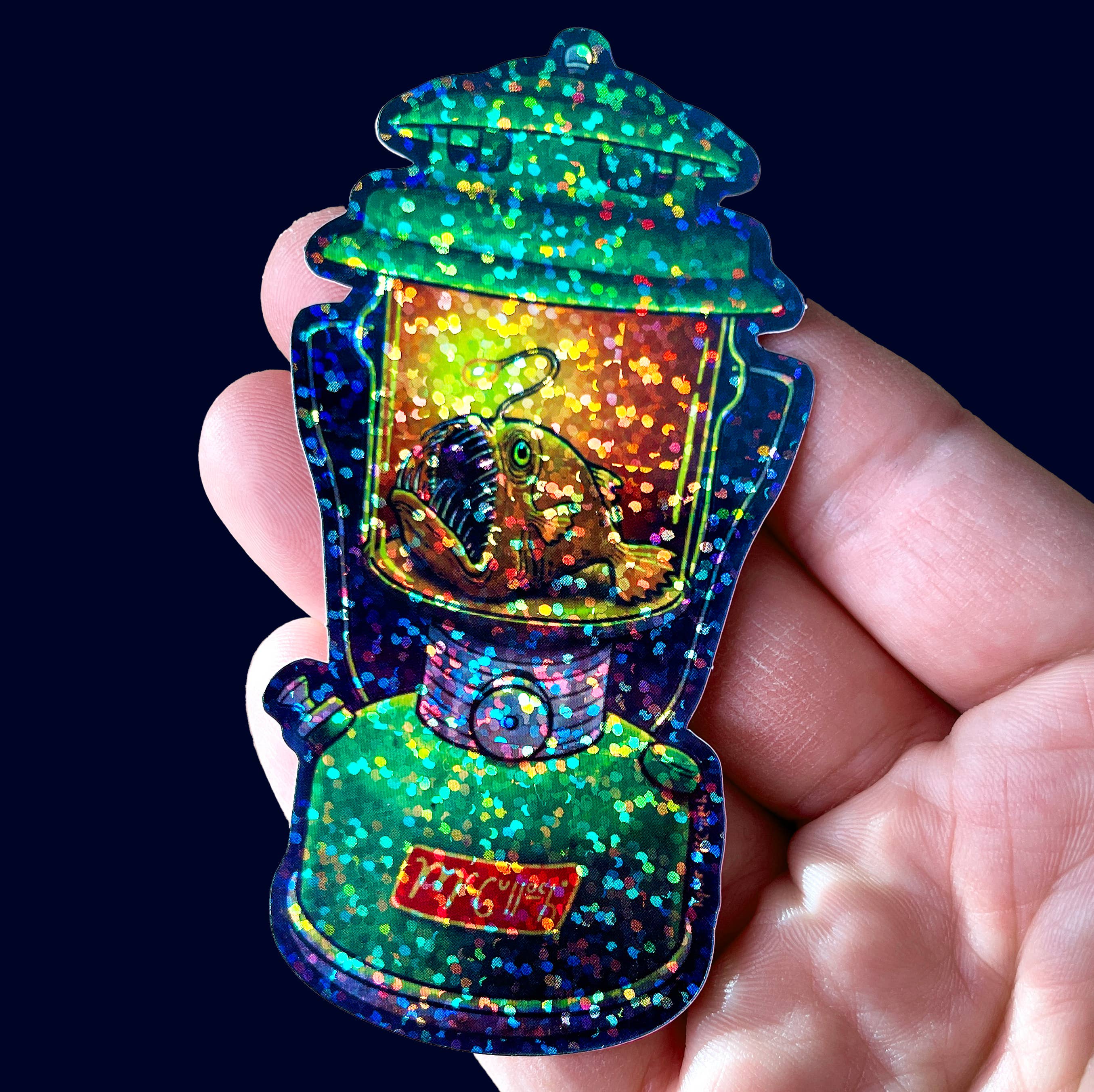 Ryan McCulloch Art – Großhandel Aufkleber – GLITZER-EXPLOSION-AUFKLEBER: Laternenfisch-Laterne (Neue Variante)0