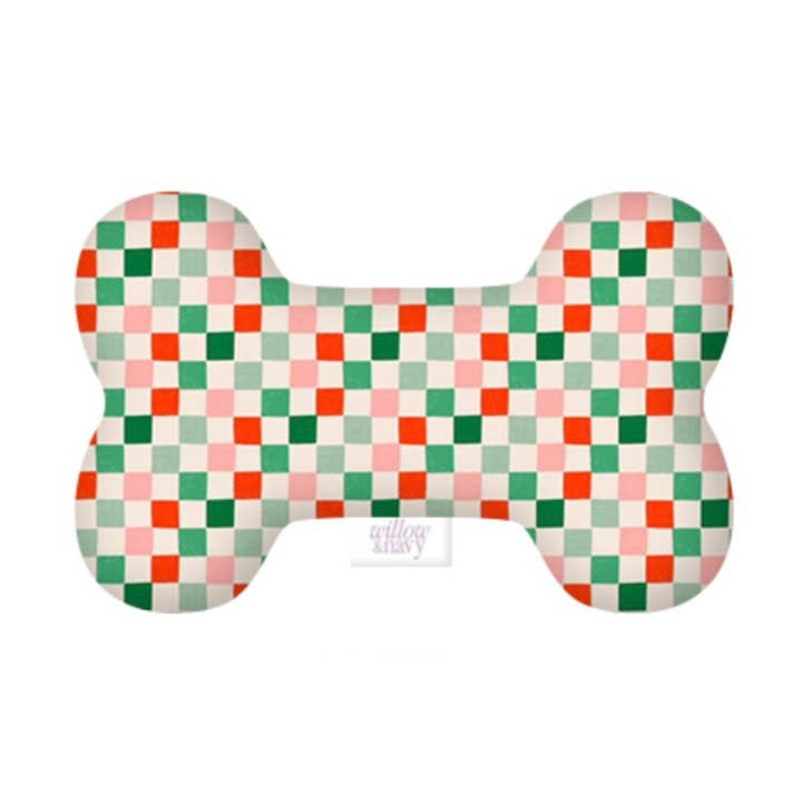 Willow & Navy - Wholesale Pet Plush Toy - Dog - Christmas Holiday Gingham Plush Dog Toy
0