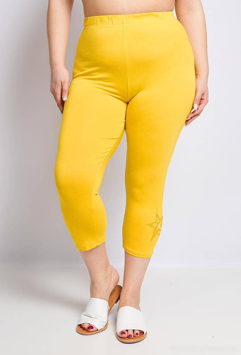 Pomme Rouge Paris - Wholesale Athletic/Lounge Leggings - Women's - Plus size yellow cropped leggings (B209)1