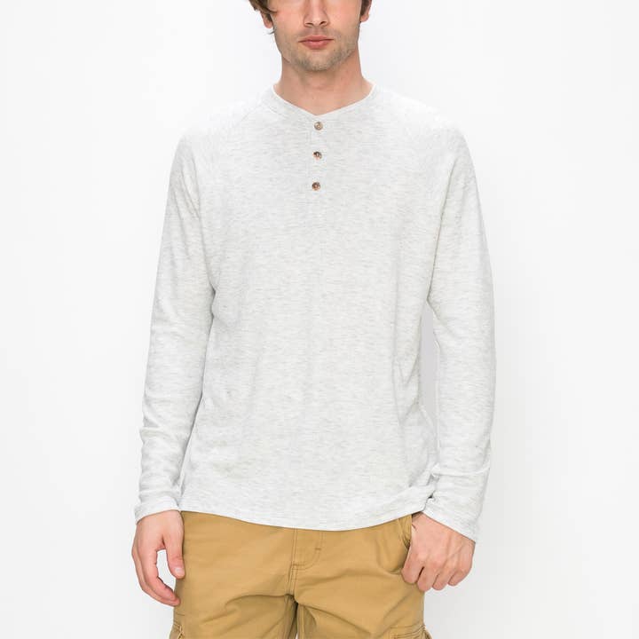 Coin 1804 - Wholesale T-Shirt - Men's - BABY THERMAL LONG SLEEVE HENLEY