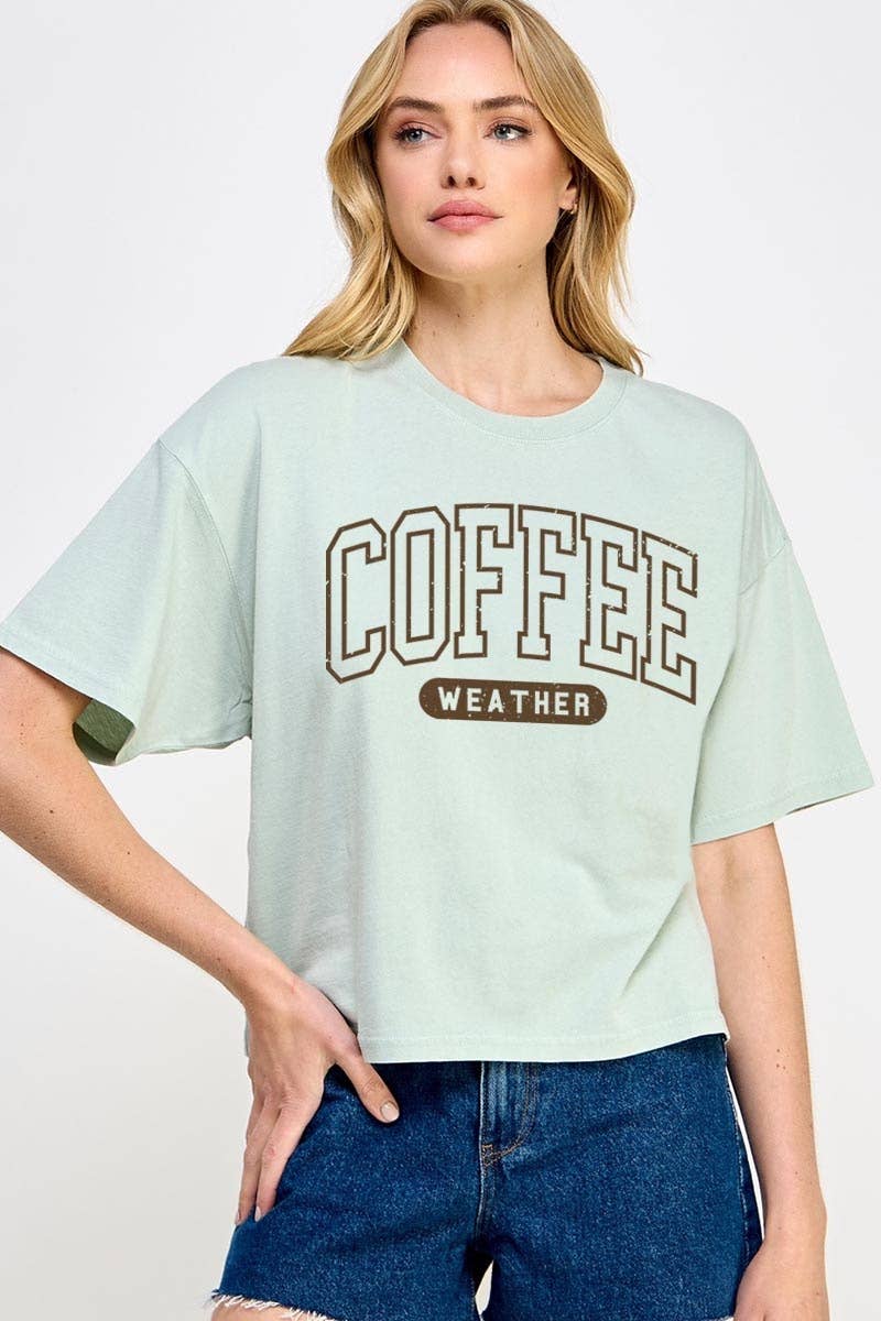 COLORBEAR – wholesale T-shirt (graphic) – women's – Coffee Weather Graphic Relaxed Crop Top2