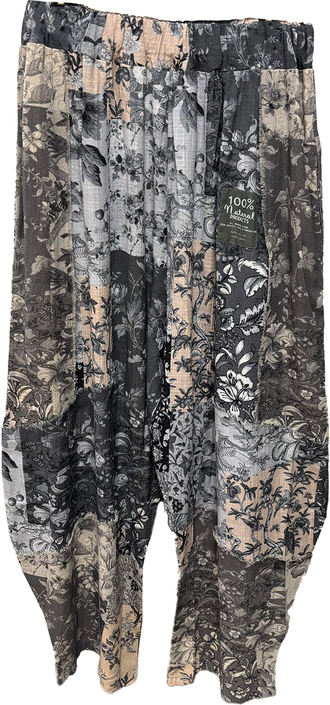 LeParisPetit by I Love Linen - Wholesale Pants - Women's - Harem Pant w/ Floral Patchwork in Two (2) Colors0