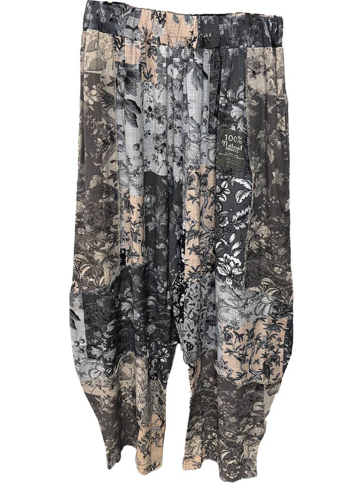 LeParisPetit by I Love Linen - Wholesale Pants - Women's - Harem Pant w/ Floral Patchwork in Two (2) Colors