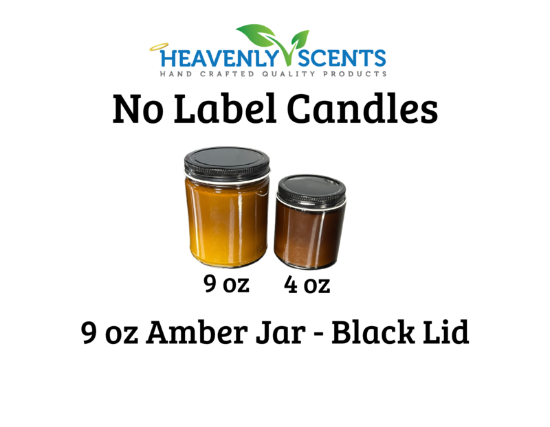 Heavenly Scents – wholesale Jar/filled candle – 9oz Amber Jar Soy Candles - Black  Lid  - 6 Pack No Label2