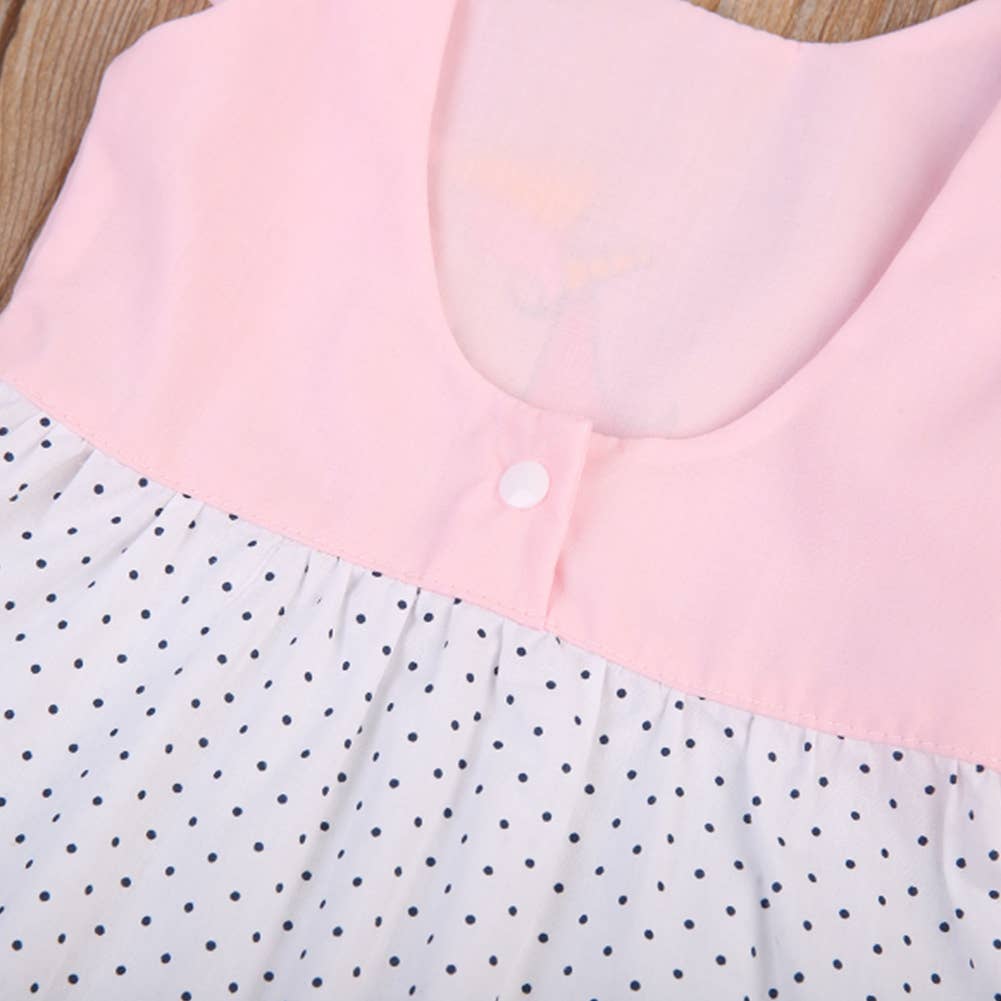 Fennco Styles - Wholesale Dress - Baby - Pink-White Unicorn Dot Baby Dress4