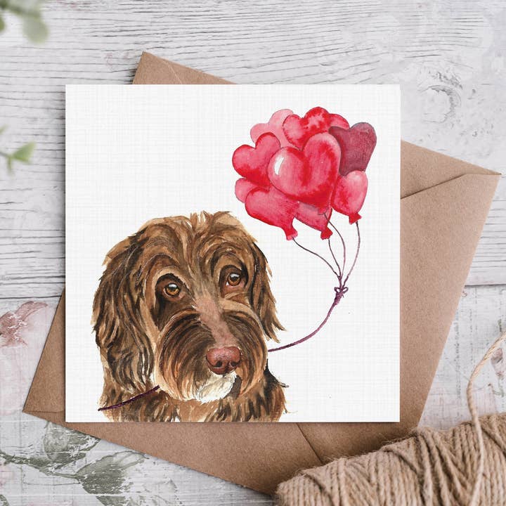 Brun Cockapoo Anniversay Card for engroshandel hos Cloud Jellybean Art