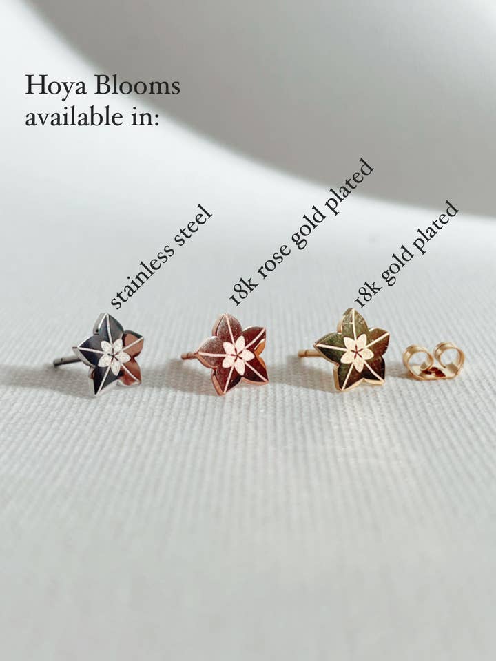 Hoya Flower Blooms | Tiny Minimal Earring Metal Studs (Copy) for wholesale by Dainty Little Tiny Things
