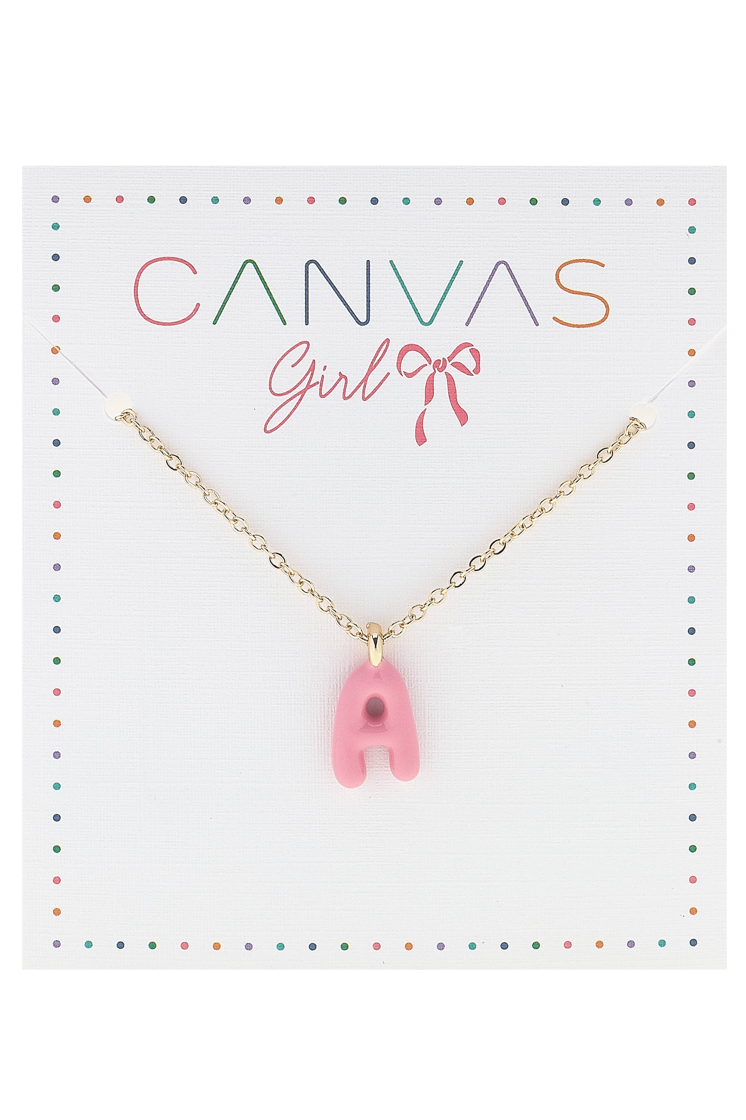 Canvas Style – Colar - Crianças por atacado – Colar Infantil com Letra Revestida de Esmalte Viola em Ouro Brilhante