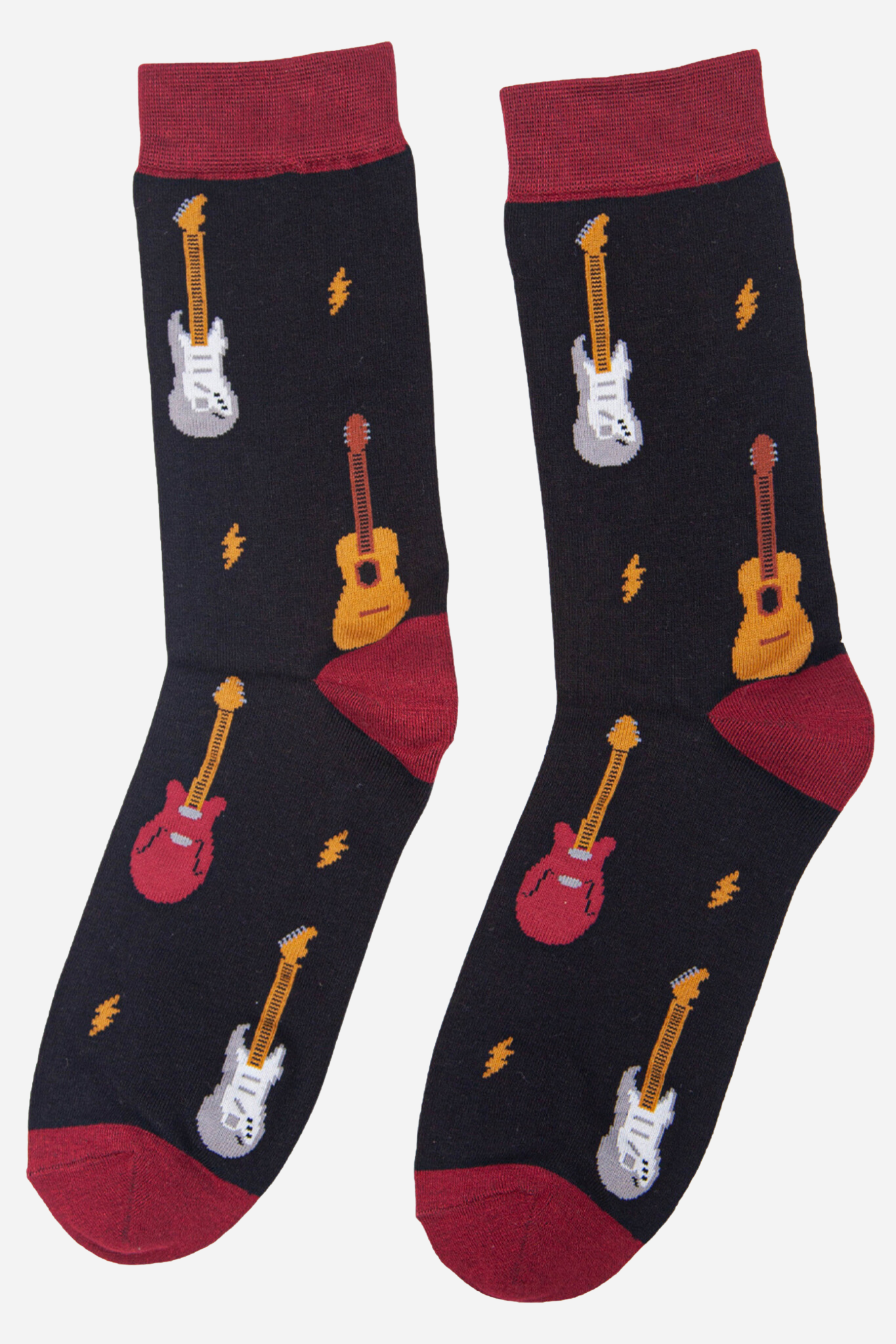 Sock Talk – wholesale Socks – Men's – Black Men's Mixed Guitar Print Bamboo Socks1