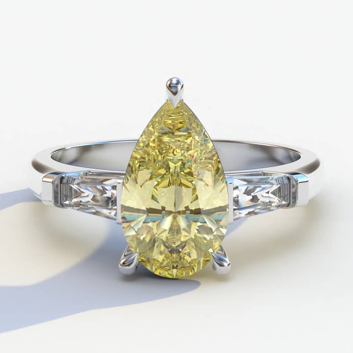 3 karat pæreformet gul laboratoriediamant forlovelsesring - Bella for engroshandel hos Mohana Jewels - Luxury