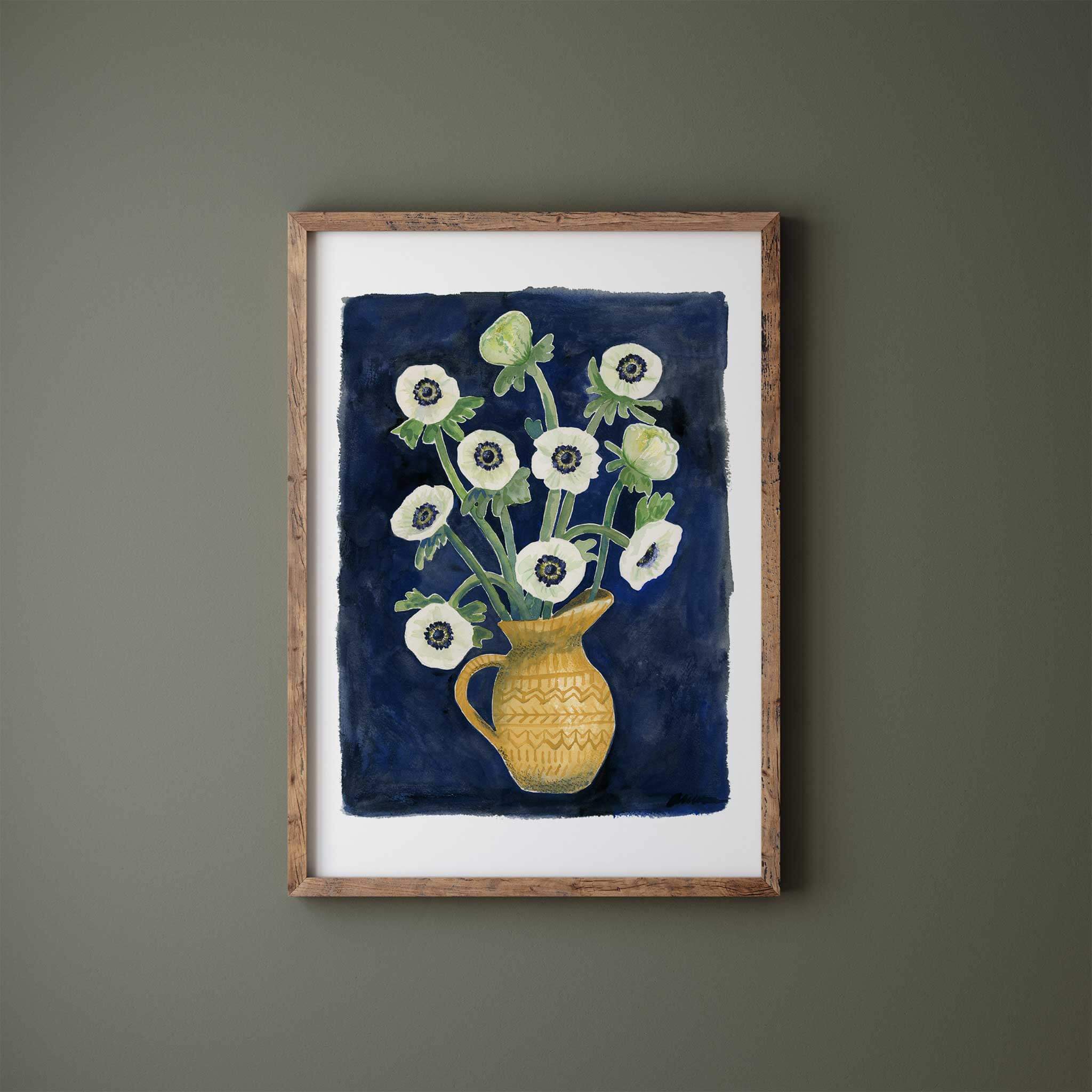 Jenny Vellacott - Wholesale Art Print - Flower Art Print Floral Painting of Anemone Flowers1