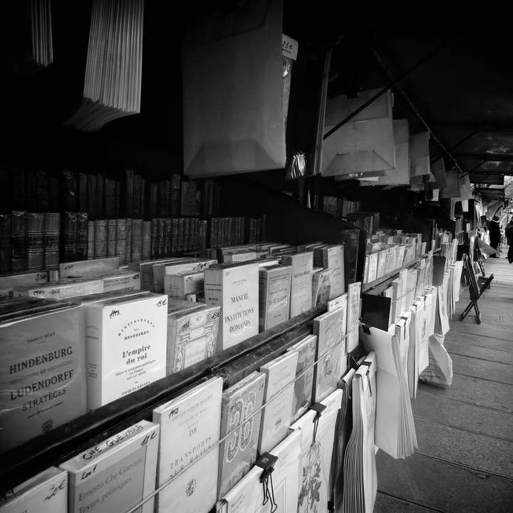 Paris Bouquinistes Black And White Photography Print for wholesale by Mo & Paul Photography